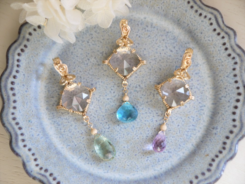 選べる/カスタマイズ/セミオーダー【K14GF/天然石】ペンダントトップ＊*クリスタル水晶 x 誕生石・星座石・推し活