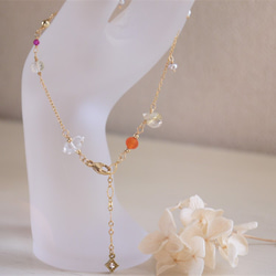 K14GF/天然石】牡羊座☆ブレスレット（ダブルポイント水晶/ルチル