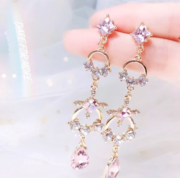 プリンセスドロップピアス＊*。ピンク♡インポート 3枚目の画像