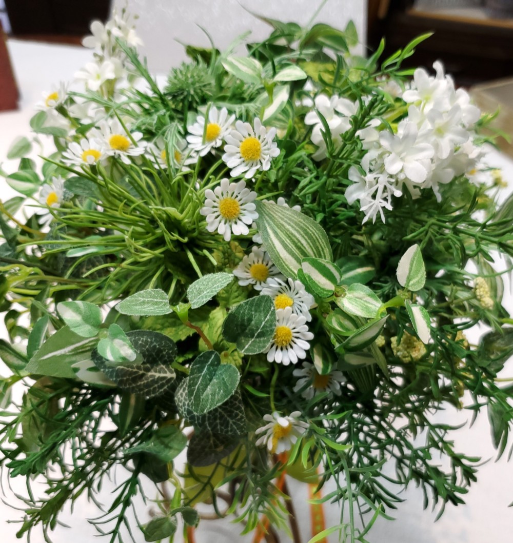 ナチュラルハーブグリーンブーケ　ブートニアつき