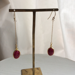 ☆★☆様専用【14kgf】Ruby Drop Earrings　ルビー石のピアス 1枚目の画像