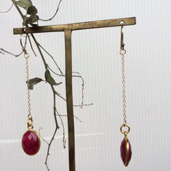 ☆★☆様専用【14kgf】Ruby Drop Earrings　ルビー石のピアス 3枚目の画像