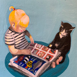 絵/絵画/犬/A4/アクリル画/手書機/原画/フレンチブルドッグ 絵画 大橋