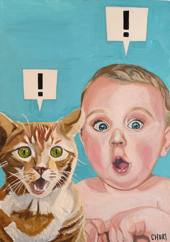 猫」絵画原画 一点物 原画【一点物】「想像する猫」 アンティーク風な