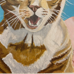 絵画 一点もの 猫 子供 原画 A4 アクリル画 手書き 茶トラ イラスト ネコ 6枚目の画像