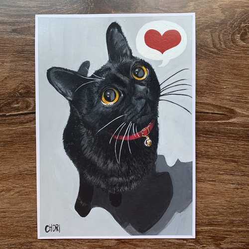 絵画 一点もの 猫 A4 原画 アクリル画 手書き 黒猫 イラスト 絵画 一点もの 猫 A4 原画 アクリル画 手書き 黒猫 イラスト