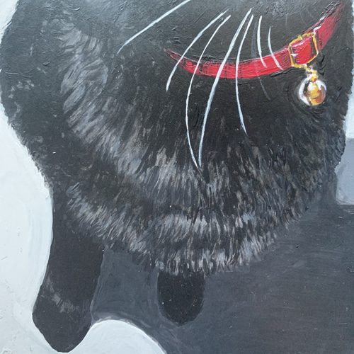 絵画 一点もの 猫 A4 原画 アクリル画 手書き 黒猫 イラスト