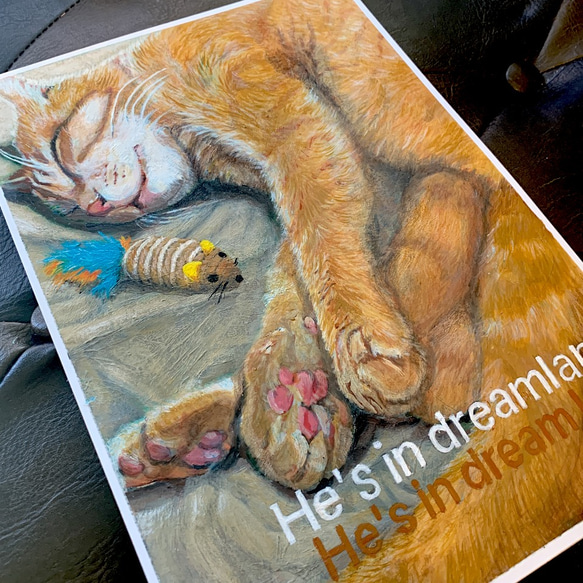 額縁付き手描き猫の油絵 原画 ※一点もの 油絵 手描き原画 F4(額付) ネコ 一点もの