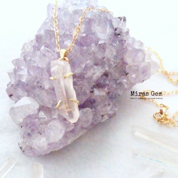 16kgp crystal quartz necklace 1枚目の画像