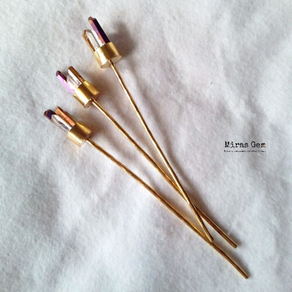 Purple and gold crystal hair stick 1枚目の画像