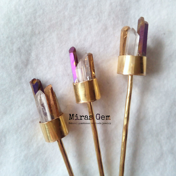 Purple and gold crystal hair stick 2枚目の画像