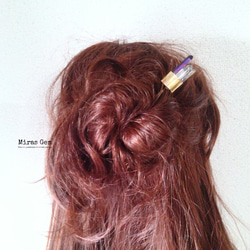 Purple and gold crystal hair stick 4枚目の画像