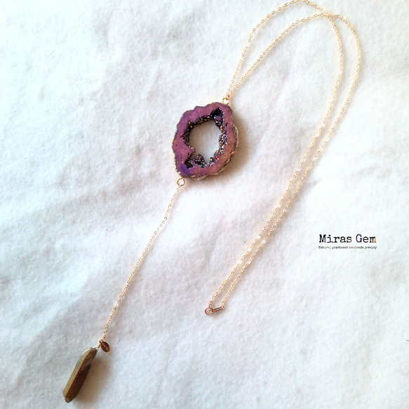 Purple metalic druzy necklace 2枚目の画像