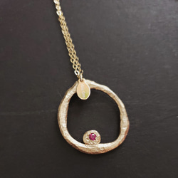 ​​Circle one point gemstone necklace -宝石選択可‐ 2枚目の画像