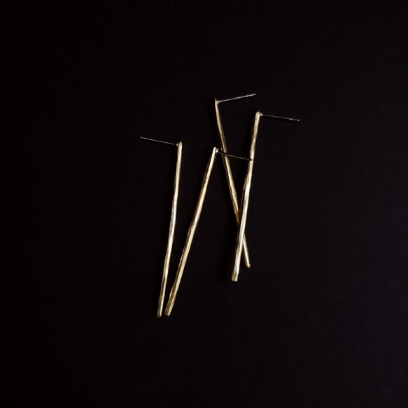 brass stick studs earrings 5枚目の画像