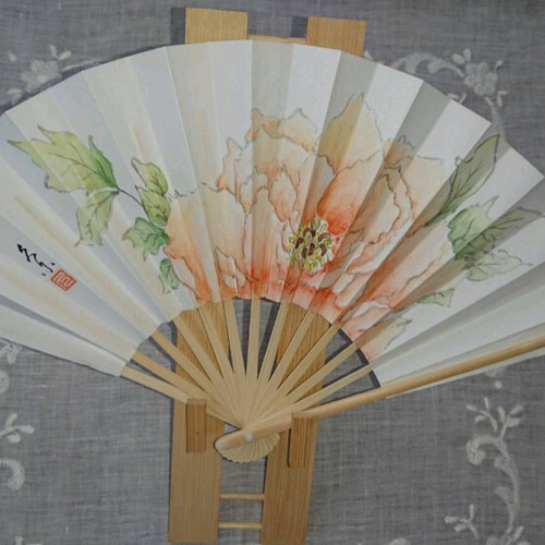 水彩画風＊花柄＊手書きの扇子 小さめサイズで携帯に便利♪ その他