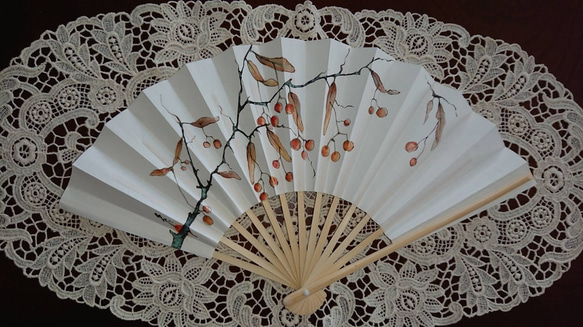 水彩画風＊花柄＊手書きの扇子 小さめサイズで携帯に便利