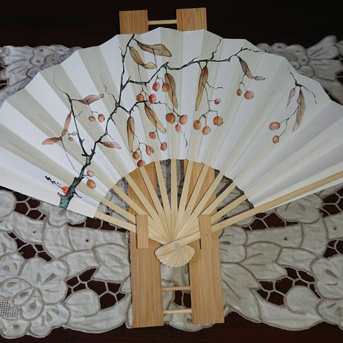 水彩画風＊花柄＊手書きの扇子 小さめサイズで携帯に便利