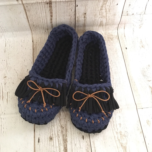 ズパゲッティルームシューズ♡モカシン風 スリッパ・ルームシューズ 