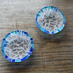 ガラス小皿 ２枚組 mosaic/blue 1枚目の画像