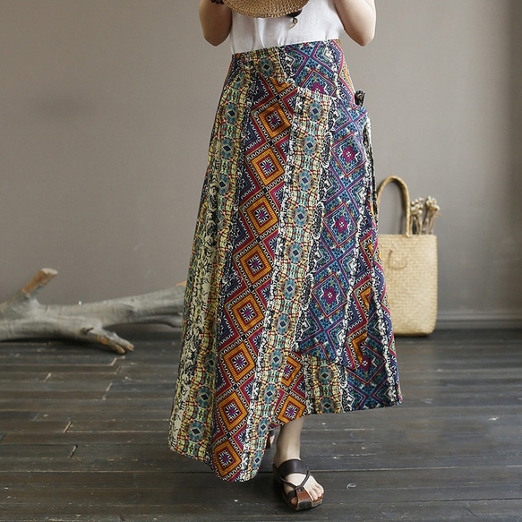 ボヘミア風 スカート 夏　お洒落なデザイン 1枚目の画像