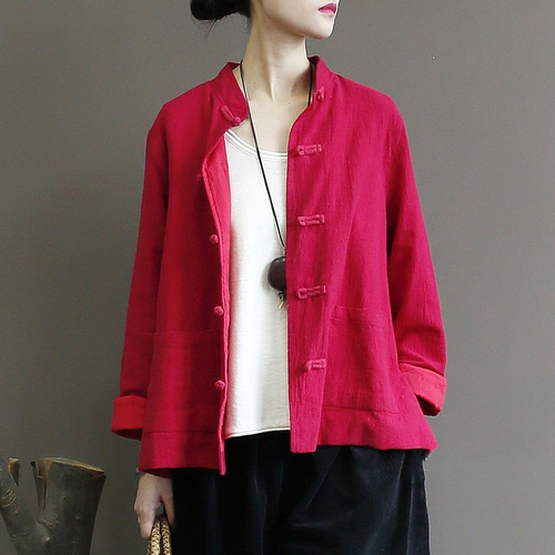 麻　ジャケット　半纏　素朴 シンプル　長袖 麻 ジャケット 半纏 素朴 シンプル 長袖