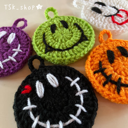 【専用出品】ニコちゃんアクリルたわし コースター ニコちゃん アクリルたわし 6枚 コースター エコたわし 手編み 毛糸