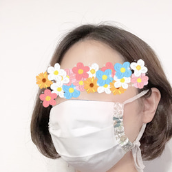 シンプル　布プリーツマスク　クリーム色　sakiマスク 4枚目の画像