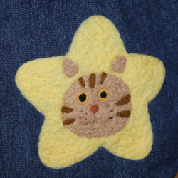 【星になりたかった羊毛茶色の虎猫ちゃんのデニム生地のランチバック】 2枚目の画像