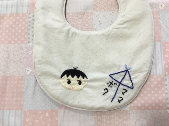 ハンドメイド　スタイ　よだれかけ　男の子　刺繍 4枚目の画像