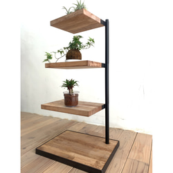 アイアンと円形棚の3段回転ラック カフェ風スタイルに 西海岸風