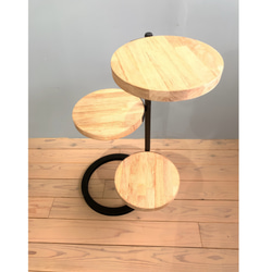 アイアンと円形棚の3段回転ラック カフェ風スタイルに 西海岸風