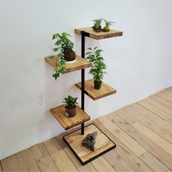 木製シェルフ　３６０度回転ラック　３段　アイアン家具　カフェ風　漢前　植物棚 0_f75c54240dd790a7662087d94473