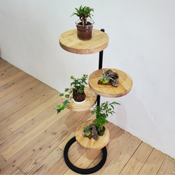 円形シェルフラック 3段 カフェ風 ディスプレイ棚 観葉植物 円形シェルフラック 3段 カフェ風 ディスプレイ棚 観葉植物