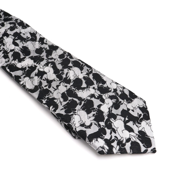 京の錦織　光峯錦織工房　干支の柄を楽しむ　うさぎの柄　卯年　白黒　ネクタイ　 5枚目の画像