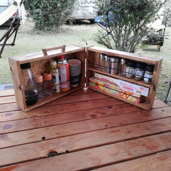 2way スパイスボックス  (ラフ)　受注制作 ナチュラル　木製　キャンプ　キッチン 調味料 ラック 2枚目の画像