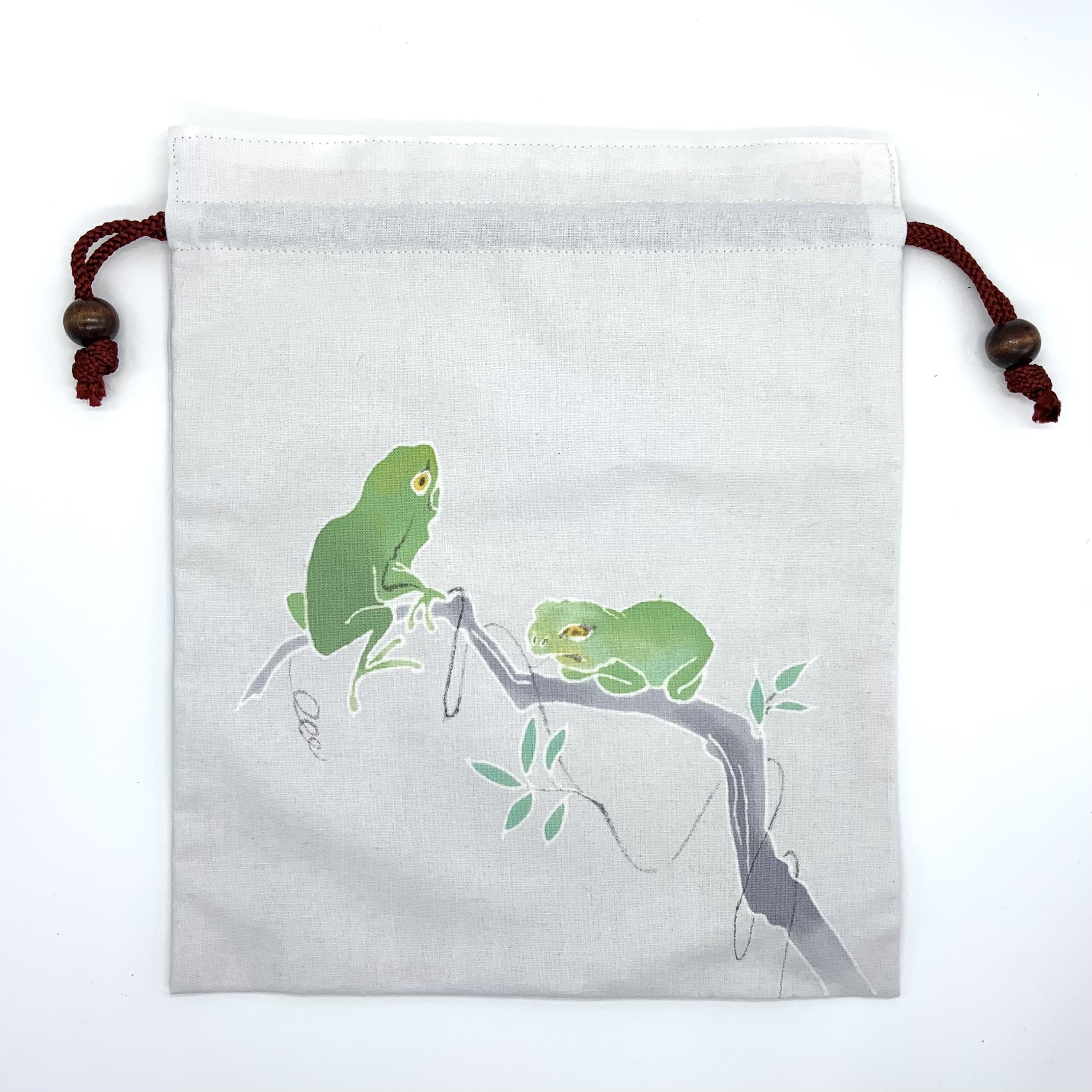 手描き友禅染 巾着 「かえる」 巾着袋 水ノ友禪工房 通販｜Creema  