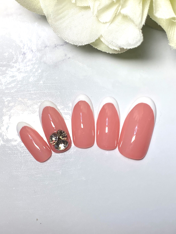 【オーダー】ネイルチップ　フレンチ　レース　薔薇 オーダー】ネイルチップ フレンチ レース 薔薇