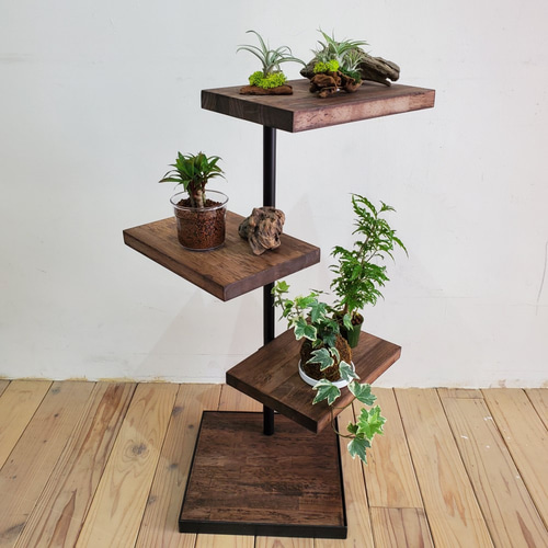 ３６０度回転ラック　３段　アイアン家具　カフェ風　漢前　植物棚 360度回転ラック 3段 アイアン家具 カフェ風 漢前 植物棚 360度