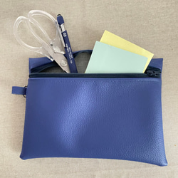 送料無料】耐アルコール フェイクレザー ポーチ ネイビー 紺色 ポーチ