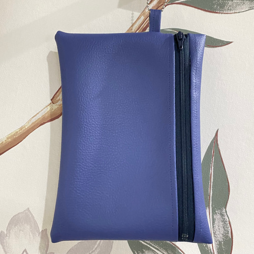 送料無料】耐アルコール フェイクレザー ポーチ ネイビー 紺色 ポーチ