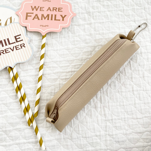 送料無料】 フェイクレザー ペンケース 筆箱 細い 小さめ 大人