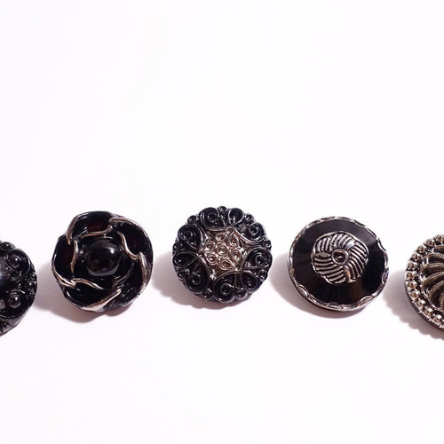 No.065 西ドイツ ヴィンテージガラスボタン 18mm 5個セット  