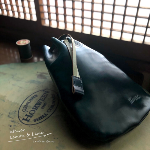 ホーウィンシェルコードバンで作った巾着 / Shell Kinchaku, Horween