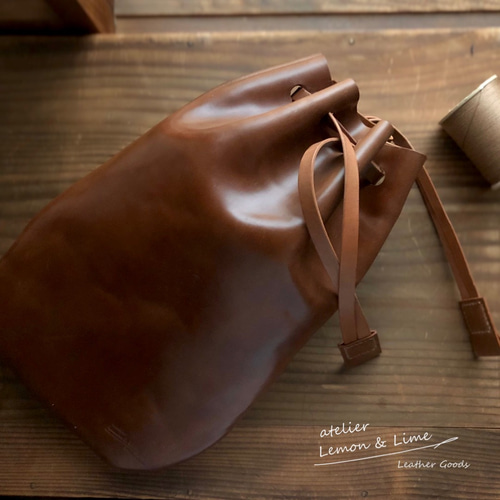 ホーウィンシェルコードバンで作った巾着 / Shell Kinchaku, Horween