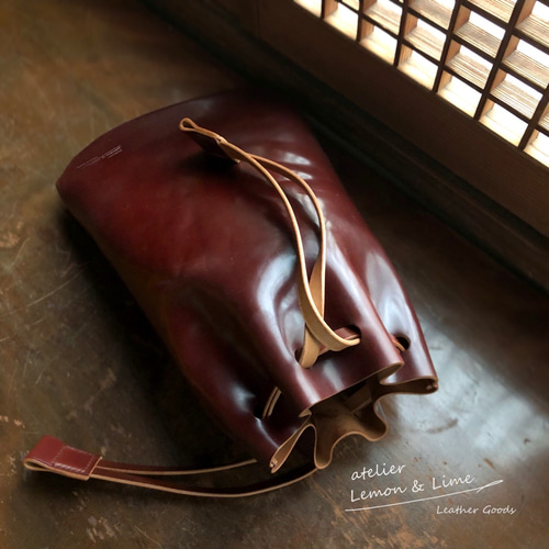 Lemon&Lime 【Horween】シェルコードバンの巾着 Horweenシェルコードバンでつくった巾着 / atelier Lemon & Lime