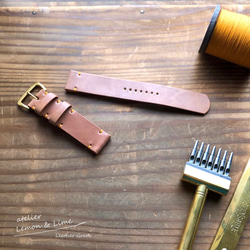 ホーウィンシェルコードバンで作った時計ベルト / Shell Watch Strap, Horween【受注製作】 4枚目の画像