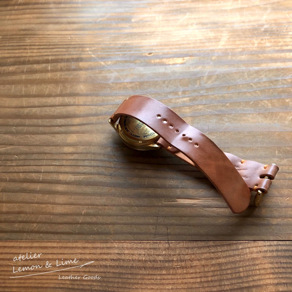 ホーウィンシェルコードバンで作った時計ベルト / Shell Watch Strap, Horween【受注製作】 7枚目の画像