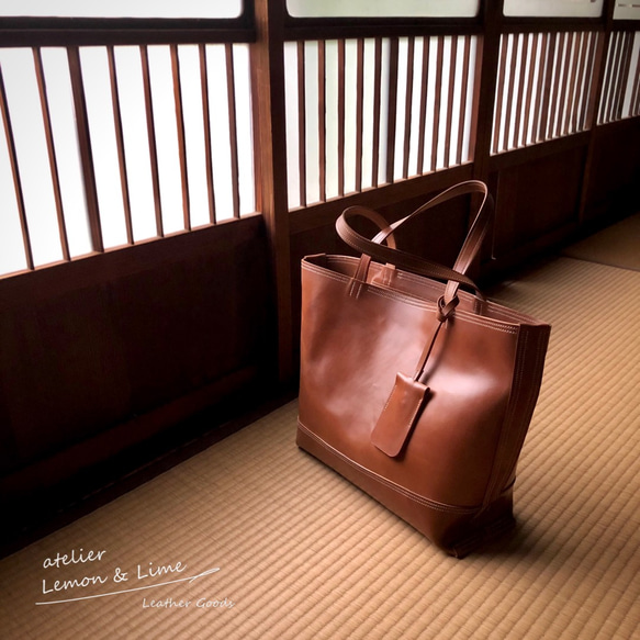 ホーウィンシェルコードバンで作ったトート / Shell Tote, Horween【受注製作】 1枚目の画像