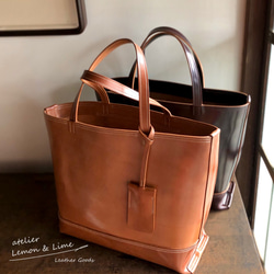 ホーウィンシェルコードバンで作ったトート / Shell Tote, Horween【受注製作】 4枚目の画像